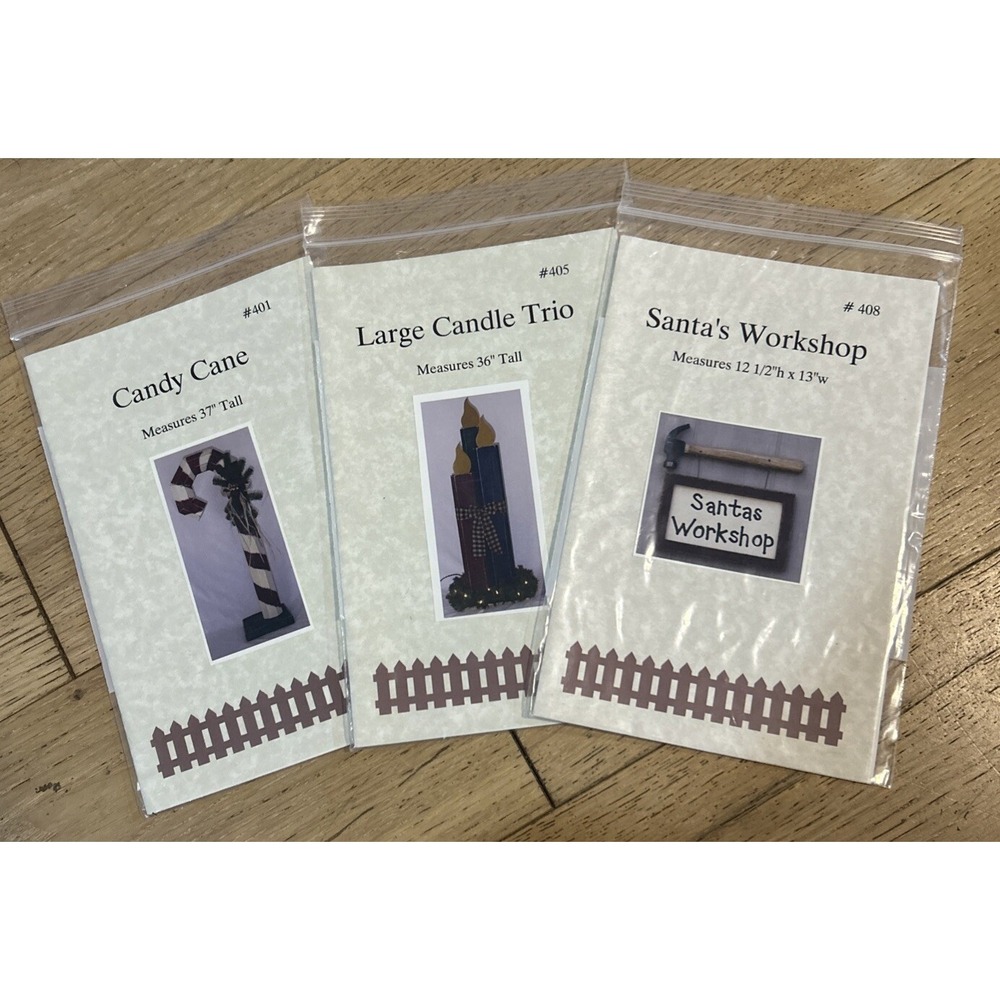 Christmas Craft Wood Craft Patterns Lot‎ Of 3 - Picket Fence Crafts